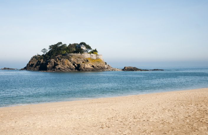 Du Guesclin island, with fort on the rock. It's in Saint Coulomb, near Cancale in Brittany - France